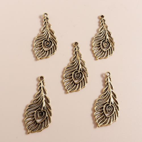 Zinc Alloy Feather Pendants plated DIY Sold By Bag