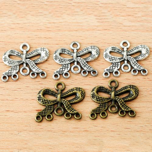 Bowknot Zinc Alloy priključak, Cink Alloy, pozlaćen, možete DIY & 1/5 petlje, više boja za izbor, 23x20mm, 100računala/Torba, Prodano By Torba