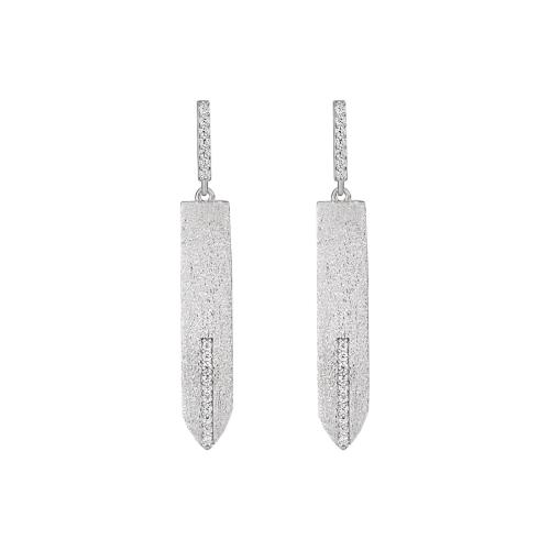 925 Sterling Silver Drop Earring Sword platinum plated micro pave cubic zirconia & for woman Sold By Pair