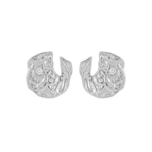 925 Sterling Silver Stud Earring for woman & with rhinestone 13mm Sold By Pair