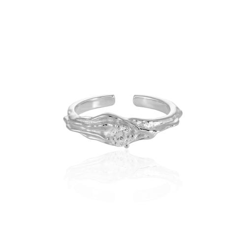 925 Sterling Sølv Cuff fingerring, Micro Pave cubic zirconia & for kvinde, flere farver til valg, Størrelse:6.5, Solgt af PC