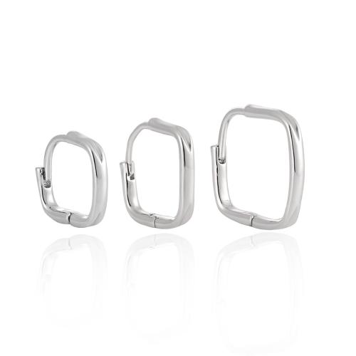 925 Sterling Silver Lever Back Earring Square platinum plated & for woman Sold By Pair