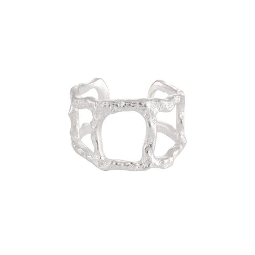 925 Sterling Silver Cuff Finger Ring Geometrical Pattern adjustable & for woman & hollow US Ring .5 Sold By PC