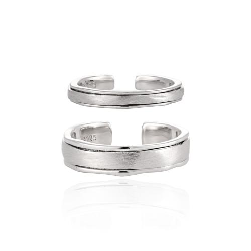 925 Sterling Silver Couple Ring platinum plated adjustable & brushed & for couple & matte US Ring .5 Sold By PC