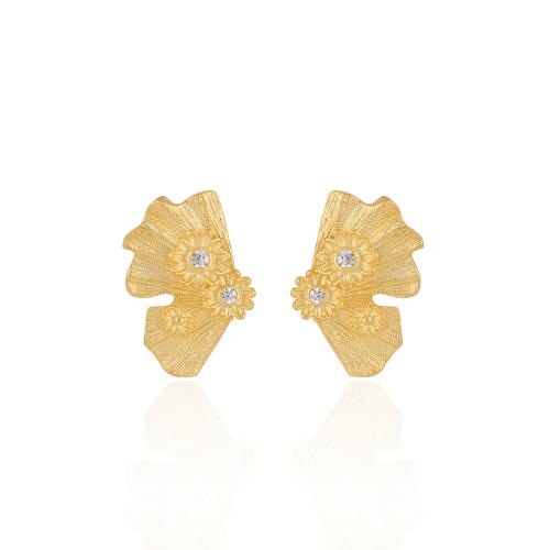 925 Sterling Sølv Stud Earring, Flower, Micro Pave cubic zirconia & for kvinde, flere farver til valg, 11x15mm, Solgt af par