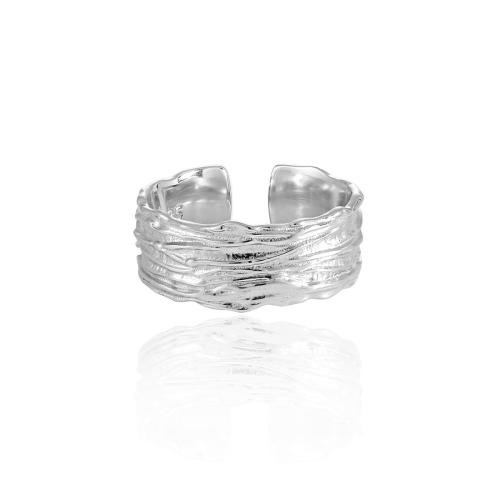 925 sterling zilver Manchet Finger Ring, geplatineerd, verstelbaar & voor vrouw, Maat:6, Verkocht door PC