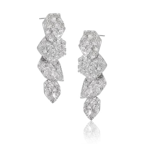 925 sterling zilver Drop Earring, Geometrisch Patroon, geplatineerd, mode sieraden & voor vrouw, 18.60x45mm, Verkocht door pair