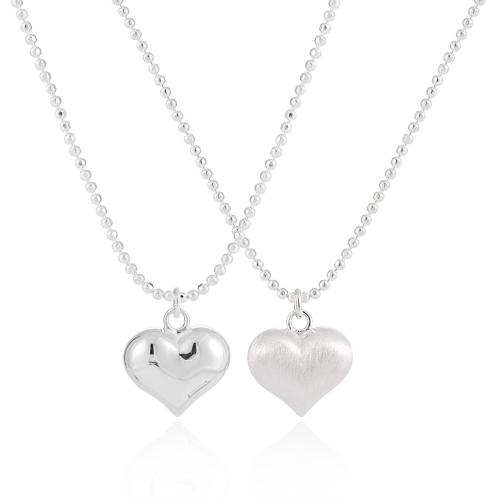 925 Sterling Silver Necklace with 2inch extender chain Heart ball chain & for woman silver color Length Approx 16.1 Inch Sold By PC