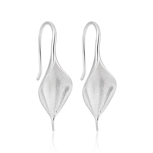 925 Sterling Silver Drop Earring Maple Leaf brushed & for woman silver color Sold By Pair