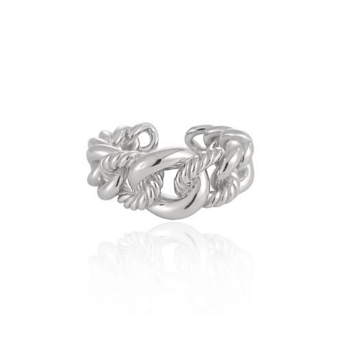 925 sidabro Cuff Finger Ring, paplatinuota, moters & tuščiaviduris, Dydis:7, Pardavė PC