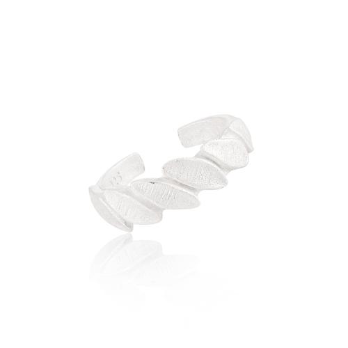 925 Sterling Silver Cuff Finger Ring Leaf adjustable & brushed & for woman silver color US Ring .5 Sold By PC