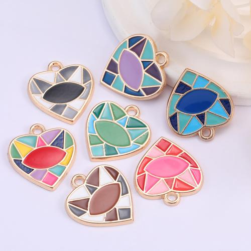 Zinc Alloy Enamel Pendants Heart gold color plated DIY nickel lead & cadmium free Sold By Bag