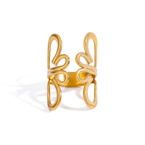 Vinger Ring in edelstaal, 304 roestvrij staal, gold plated, mode sieraden, gouden, Verkocht door PC