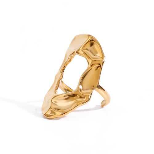 Vinger Ring in edelstaal, 304 roestvrij staal, gold plated, mode sieraden, gouden, Verkocht door PC