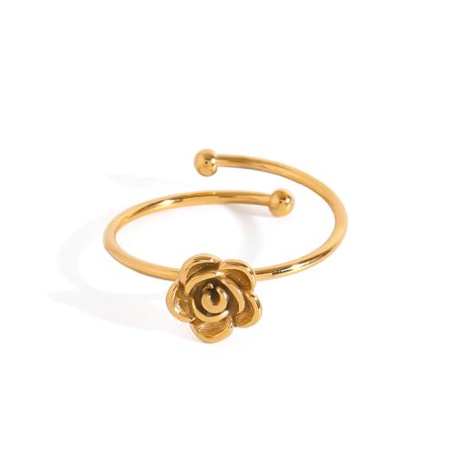 Stainless Steel Finger Ring 304 Stainless Steel Flower gold color plated fashion jewelry golden Sold By PC