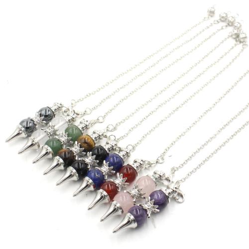 Natuursteen Slinger, met Messing & Zinc Alloy, mode sieraden & verschillende materialen voor de keuze, meer kleuren voor de keuze, 12x49mm, Verkocht door PC