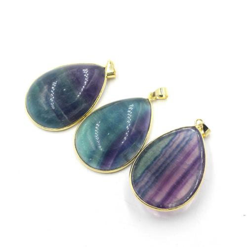 Natural Fluorite Pendant with Brass & Zinc Alloy Teardrop DIY Sold By PC