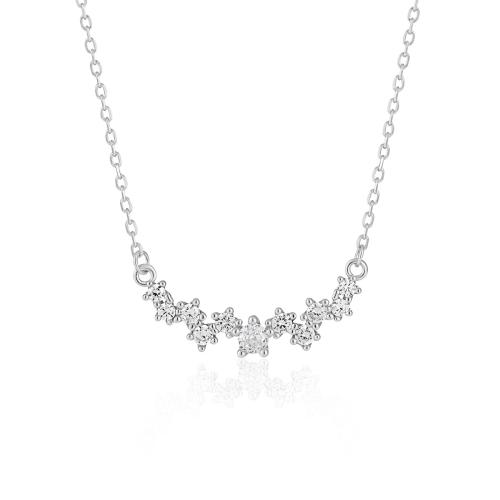 925 Sterling Silver Necklace with 2.8inch extender chain oval chain & micro pave cubic zirconia & for woman Length Approx 14.8 Inch Sold By PC