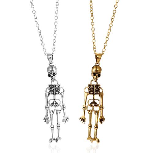 Zink Alloy Halsband, Skeleton, plated, 2 stycken & Unisex & Halloween smycken gåva & olika stilar för val, Längd Ca 11.81 inch, Säljs av Ställ