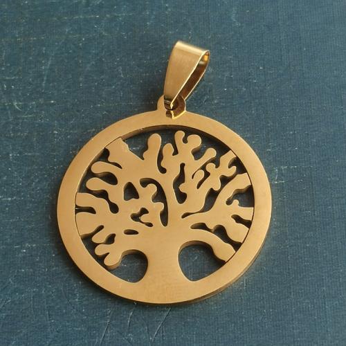 Stainless Steel Pendants 304 Stainless Steel Tree Vacuum Ion Plating DIY golden Sold By Bag