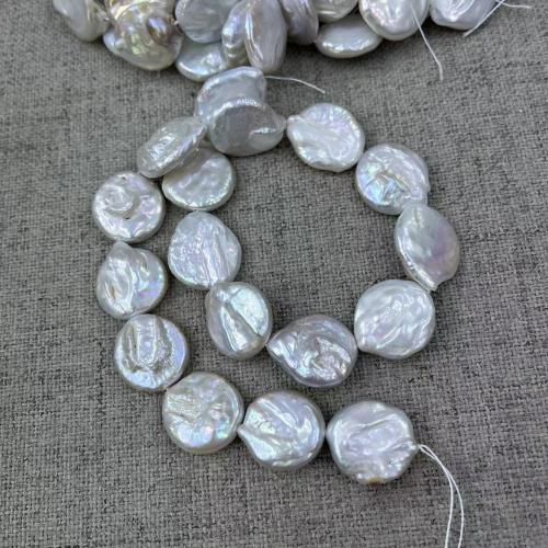 Coin Kulturan Slatkovodni Pearl perle, Novčić, možete DIY, bijel, about:18-19mm, Približno 19računala/Strand, Prodano By Strand