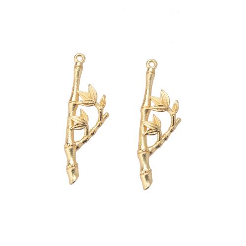 Brass Ékszer Medálok, Sárgaréz, Bambusz, arany színű aranyozott, DIY, nikkel, ólom és kadmium mentes, 3x3.30mm, Által értékesített PC