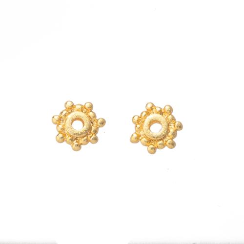 النحاس الخرزة كاب, زهرة, لون الذهب مطلي, ديي, النيكل والرصاص والكادميوم الحرة, 8x2x8mm, تباع بواسطة PC