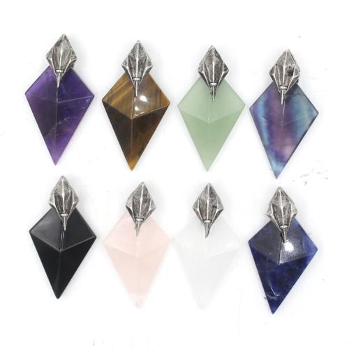 Gemstone Pendants Jewelry Natural Stone with Brass DIY nickel lead & cadmium free Sold By PC