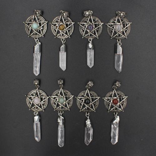 Gemstone Pendants Jewelry Natural Stone with Brass DIY nickel lead & cadmium free Sold By PC