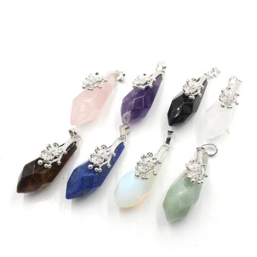 Gemstone Pendants Jewelry Natural Stone with Brass DIY nickel lead & cadmium free Sold By PC