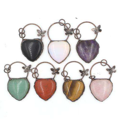 Gemstone Pendants Jewelry Natural Stone with Brass DIY nickel lead & cadmium free Sold By PC