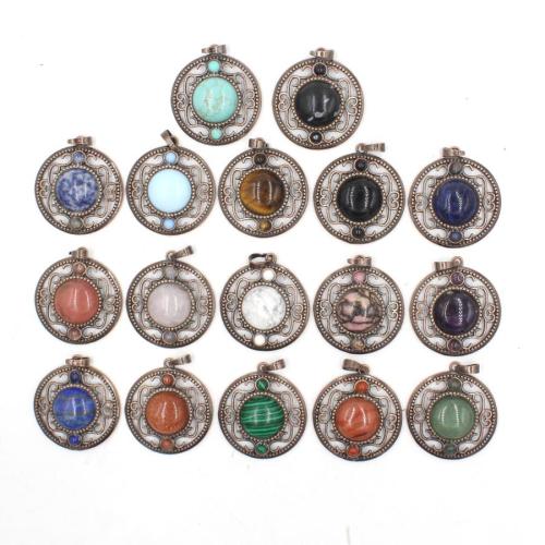 Gemstone Pendants Jewelry Brass with Natural Stone plated DIY nickel lead & cadmium free Sold By PC