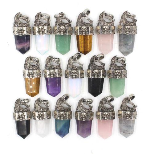 Gemstone Pendants Jewelry Natural Stone with Brass DIY nickel lead & cadmium free Sold By PC