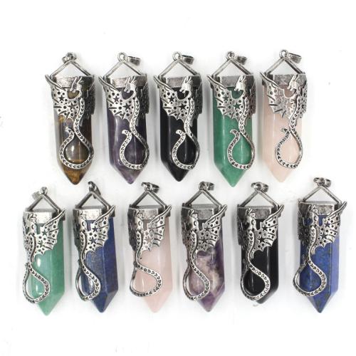 Gemstone Pendants Jewelry Natural Stone with Brass DIY nickel lead & cadmium free Sold By PC