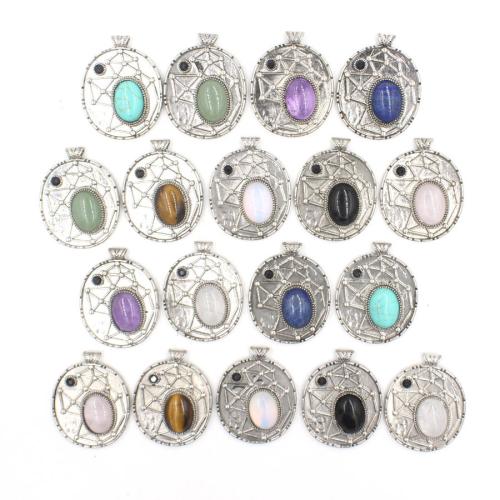 Gemstone Pendants Jewelry Brass with Natural Stone plated DIY nickel lead & cadmium free Sold By PC