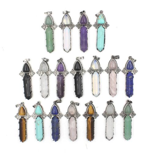 Gemstone Pendants Jewelry Natural Stone with Brass DIY nickel lead & cadmium free Sold By PC