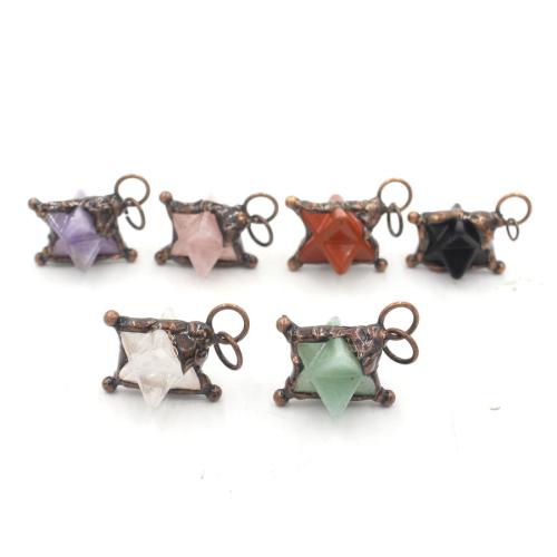 Gemstone Pendants Jewelry Natural Stone with Brass DIY nickel lead & cadmium free Sold By PC