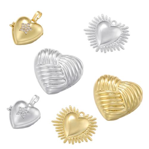 Brass Heart Pendants plated DIY Sold By PC