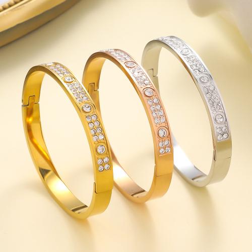 Stainless Steel Bangle 304 Stainless Steel with Crystal plated fashion jewelry & for woman Sold By PC