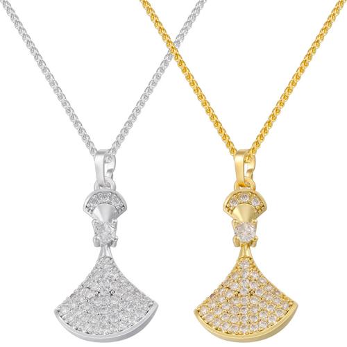 Cubic Zircon Micro Pave Brass Necklace with 50mm extender chain plated fashion jewelry & micro pave cubic zirconia & for woman Length 450 mm Sold By PC