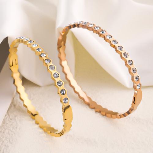 Stainless Steel Bangle 304 Stainless Steel with Crystal fashion jewelry & for woman Sold By PC