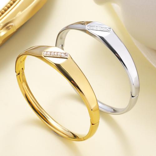 Stainless Steel Bangle 304 Stainless Steel with Cubic Zirconia plated fashion jewelry & for woman Sold By PC