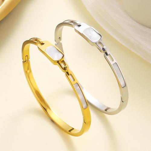 Stainless Steel Bangle 304 Stainless Steel with White Shell plated fashion jewelry & for woman Sold By PC