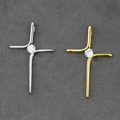 Stainless Steel Cross Pendants 304 Stainless Steel plated DIY & with rhinestone Sold By PC