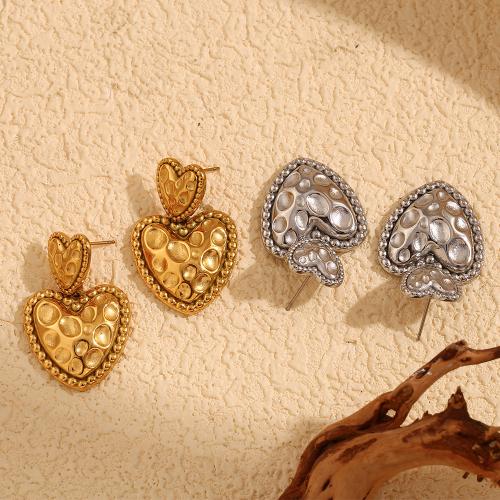 Stainless Steel Drop Earring 304 Stainless Steel Heart plated fashion jewelry & for woman Sold By Pair