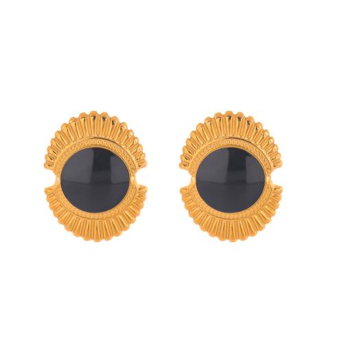 Stainless Steel Stud Earrings 304 Stainless Steel 18K gold plated fashion jewelry & for woman & enamel Sold By Pair