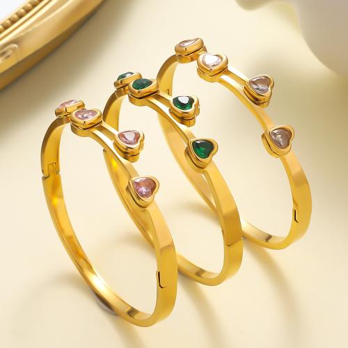 Stainless Steel Bangle 304 Stainless Steel with Crystal 18K gold plated fashion jewelry & for woman Sold By PC