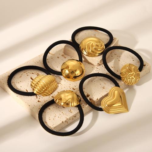 Ponytail Holder 304 Stainless Steel with Rubber Band fashion jewelry & for woman golden Sold By PC