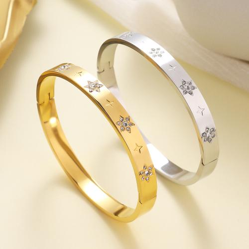 Stainless Steel Bangle 304 Stainless Steel plated fashion jewelry & for woman & with rhinestone Sold By PC