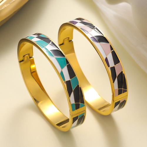 Stainless Steel Bangle 304 Stainless Steel 18K gold plated fashion jewelry & for woman & enamel Sold By PC